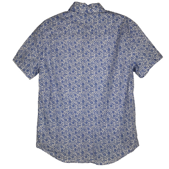 J.Crew Liberty Fabric Button Down Shirt Short Sleeve Blue White Floral Girls 14 - Picture 4 of 8